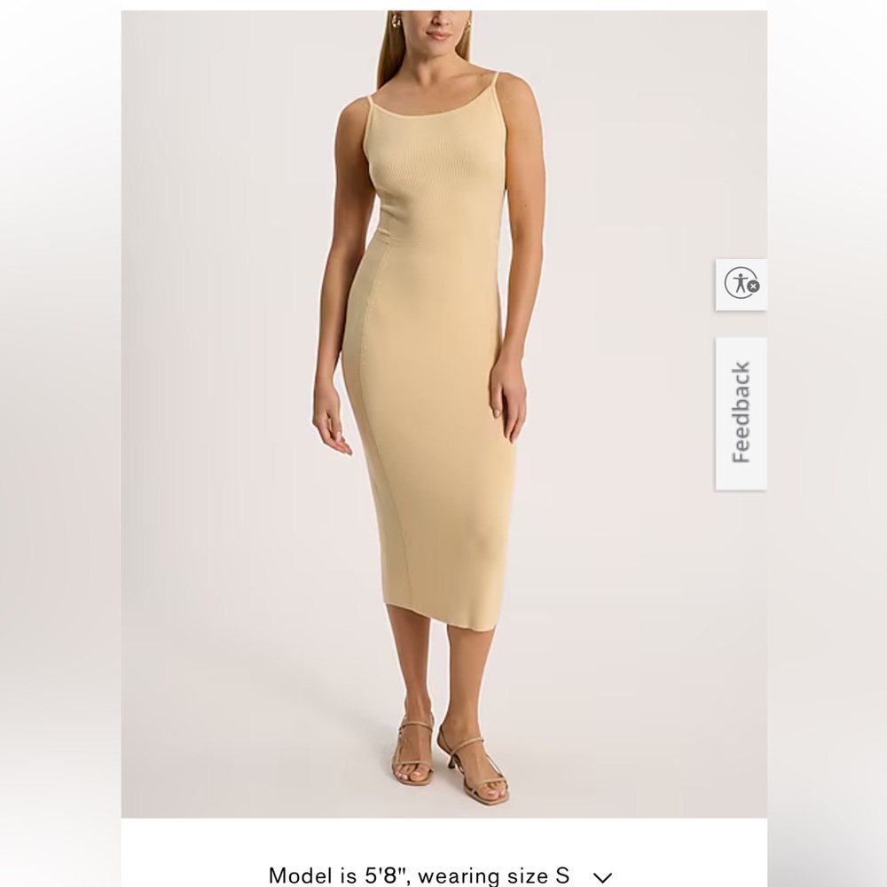 NWT Express Golden Cream Ribbed Midi Dress - S